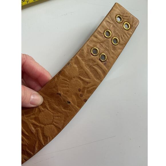 80s Nina Arjani Medium Leatherock Belt Black Blue Gold Leather - Picture 3 of 8